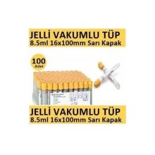 100 Adet Kan Alma Tüpü, Vakumlu Jelli, Sarı Kapak 8.5ml 16x100mm, Bd Vacutainer SST 2 Advance Plus
