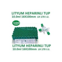 100 Adet Kan Alma Tüpü, Lityum Heparinli Tüp, Yeşil Kapak 10ml 16x100mm, Bd Vacutainer Lithium Hepar