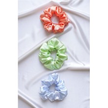 3 ' Lü Saten Saç Lastik Toka Seti Mavi Turuncu Yeşil