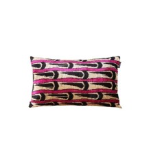 %100 Ipek Kadife Ikat Kumaş- 65x35 Pembe Şeritli
