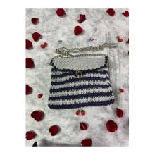 El Örgü Çanta Abiye Çizgili Desenli