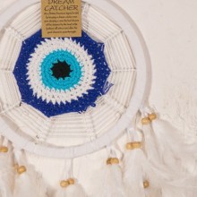 Göz Boncuğu Temalı Beyaz Düş Kapanı (Rüya Kovucu)