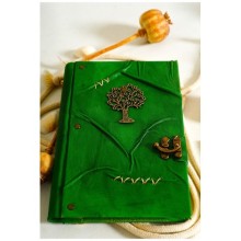 El Yapımı Hakiki Deri Günlük Hatıra Defteri Şamua Kağıt Metal Hayat Agacı