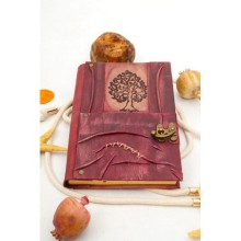 El Yapımı Hakiki Deri Günlük Hatıra Defteri Şamua Kağıt Hayat Ağacı Doğal