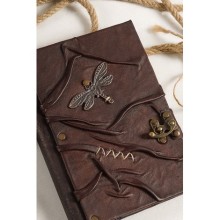 El Yapımı Hakiki Deri Günlük Hatıra Defteri Şamua Kağıt Kelebek