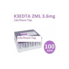 100 Adet Kan Alma Tüpü, Mor Kapak, K3E K3EDTA 2ml 3.6mg 13x75mm, Bd Vacutainer