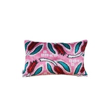 %100 Ipek Kadife Ikat Kumaş- 60x35 Pembe