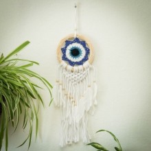 Göz Boncuk Temalı Yuvarlak Rüya Kapanı (Rüya Kovucu)