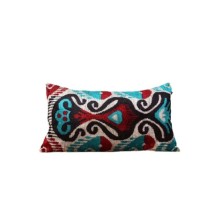 %100 Ipek Kadife Ikat Kumaş- 65x35 Turkuaz