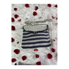 El Örgü Çanta Abiye Çizgili Desenli