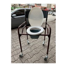 Plastik Kapaklı Tekerlekli Tuvaletli Hasta Sandalyesi