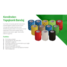 OctaCare Kendinden Yapışkanlı Bandaj Koban Bandaj 7,5 cm x 4,5 m  Kırmızı Renk 12 Adet