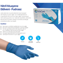 OctaCare Nitril Pudrasız Muayene Eldiveni Mavi Small Beden