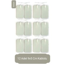 12 Adet 9x5 cm Universal Büyük Boy Kablolu Tens Pedi Yedek Elektrot Seti