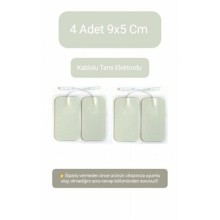 4 Adet 9x5 Cm Universal Büyük Boy Kablolu Tens Pedi - Tens Elektrot Pedi - Yedek Tens Elektrodu