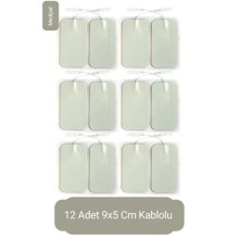 12 Adet 9x5 cm Universal Büyük Boy Kablolu Tens Pedi Yedek Elektrot Seti